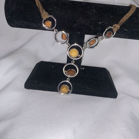 Lia Sophia Round Crystal Y-Drop Pendant Necklace 16" - Picture 8 of 9